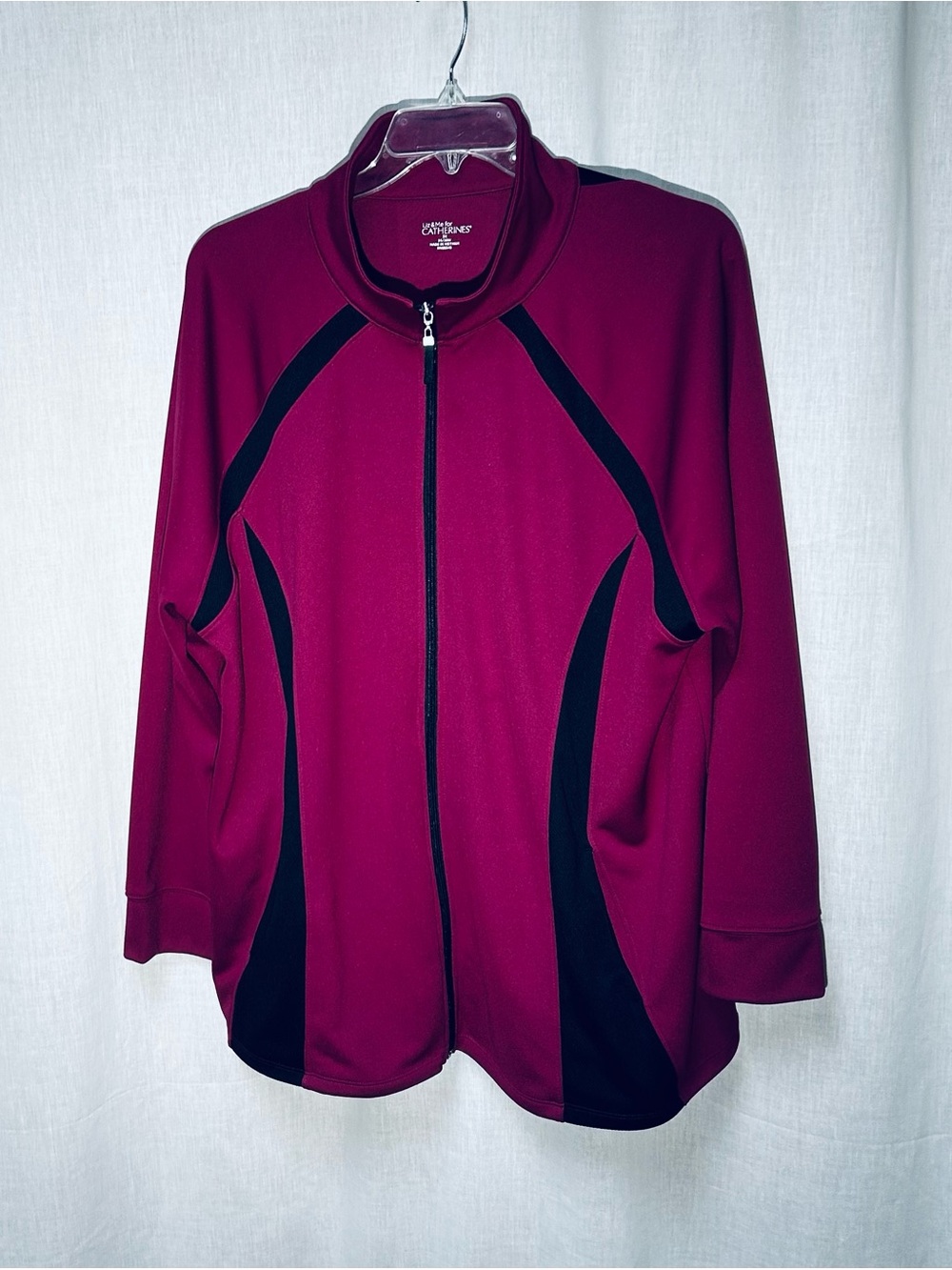 Catherines Magenta Active Top with Black Trim by Liz & Me size 3X jacket pocket